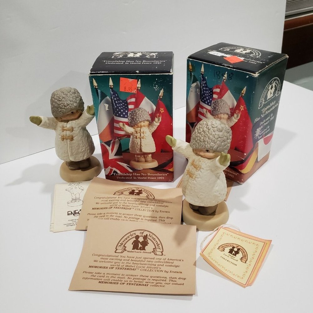 2 Enesco Memories of Yesterday Friendship Has No Boundaries 525545 1991 NIB - Picture 12 of 12